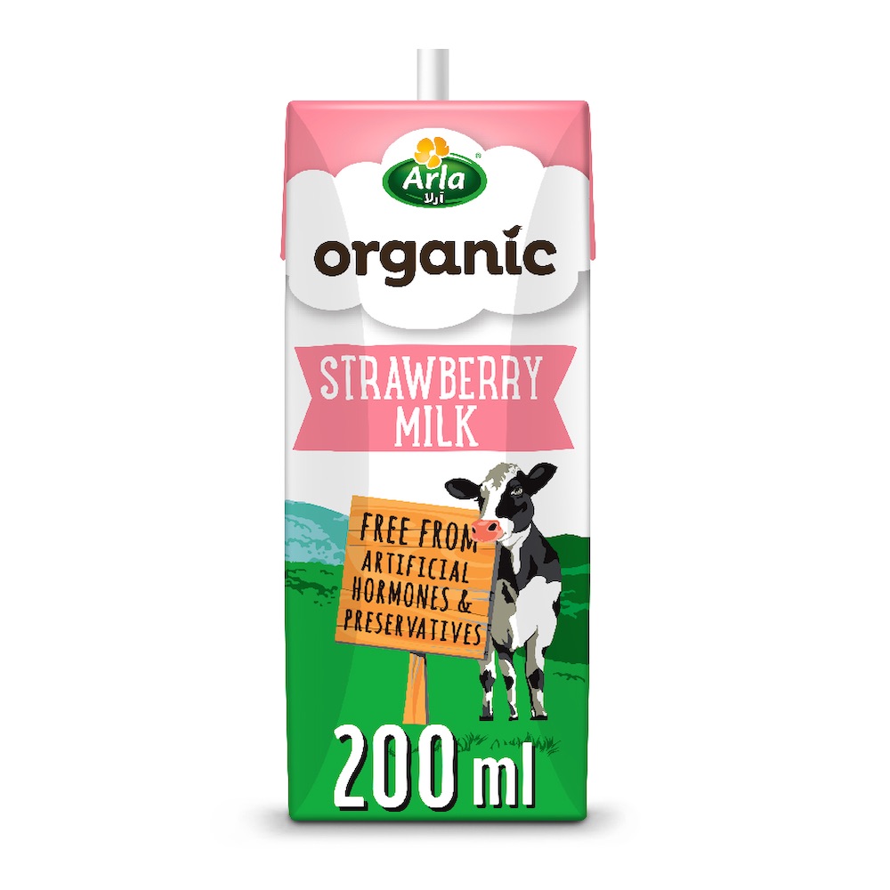 Arla Organic Strawberry Flavored Milk - 200ml