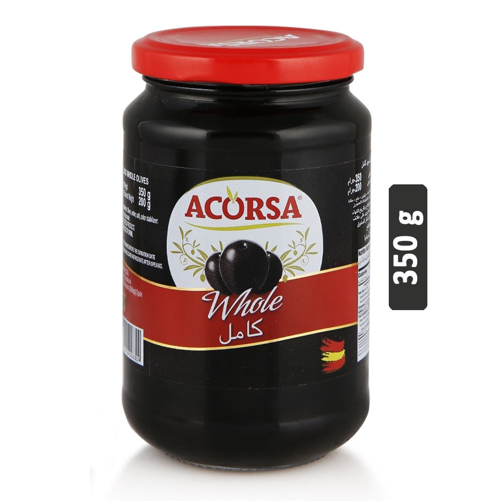 Acorsa Black Whole Olives - 350 g
